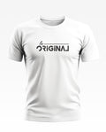 White men's t-shirt with 'be ORIGINAL' black graphic text on front, short sleeves, casual fit
