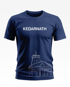 Navy blue men's t-shirt featuring 'Kedarnath' text and temple outline graphic on front