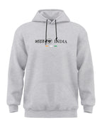 Grey melange men's hoodie with Bharat India text and tricolor details on front