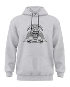 Grey melange hoodie featuring Para Special Forces skull graphic and text Who Dares Wins