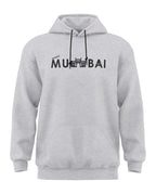 Grey melange men's hoodie with Mumbai text and Gateway of India graphic on front
