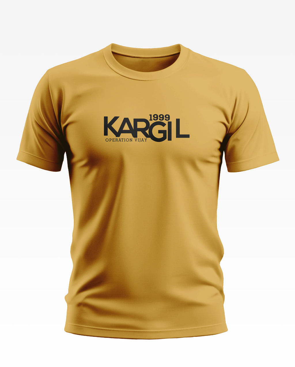 Yellow men's t-shirt with 'Kargil 1999 Operation Vijay' print, short sleeves, crew neck
