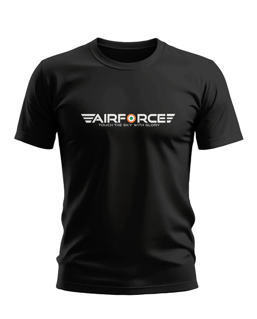 Black men's t-shirt with 'AIRFORCE Touch The Sky With Glory' printed on front