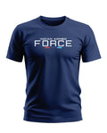Navy blue men's t-shirt with 'Indian Armed Force' text printed on front, short sleeves
