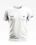 White men's t-shirt with 'IAF' and 'Touch the sky with glory' text, front view