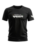 Black men's t-shirt with 'Bharat Ka Veer' graphic and military-inspired design