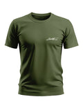 Men's olive green crew neck t-shirt with 'Limited Edition' text on chest, short sleeves
