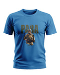 Blue men's t-shirt featuring PARA Special Forces soldier graphic and bold army-inspired design.