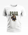 White men's t-shirt with PARA Special Forces graphic and soldier illustration, army style