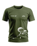 Olive green t-shirt with PARA SF text, army wings logo, and white parachute print.
