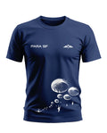 Navy blue men's t-shirt with PARA SF text and white parachute graphic print