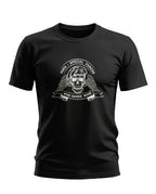 Black t-shirt with para special forces skull and wings graphic and 'Who Dares Wins' text