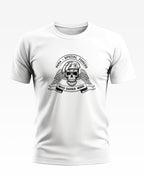 White men's t-shirt with Para Special Forces skull and wings graphic, 'Who Dares Wins' text