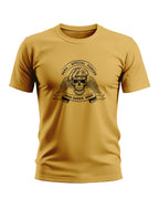 Yellow men's t-shirt with Para Special Forces skull and wings graphic, Who Dares Wins text