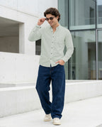 Full-Sleeve Breeze Linen Shirt in Light Olive