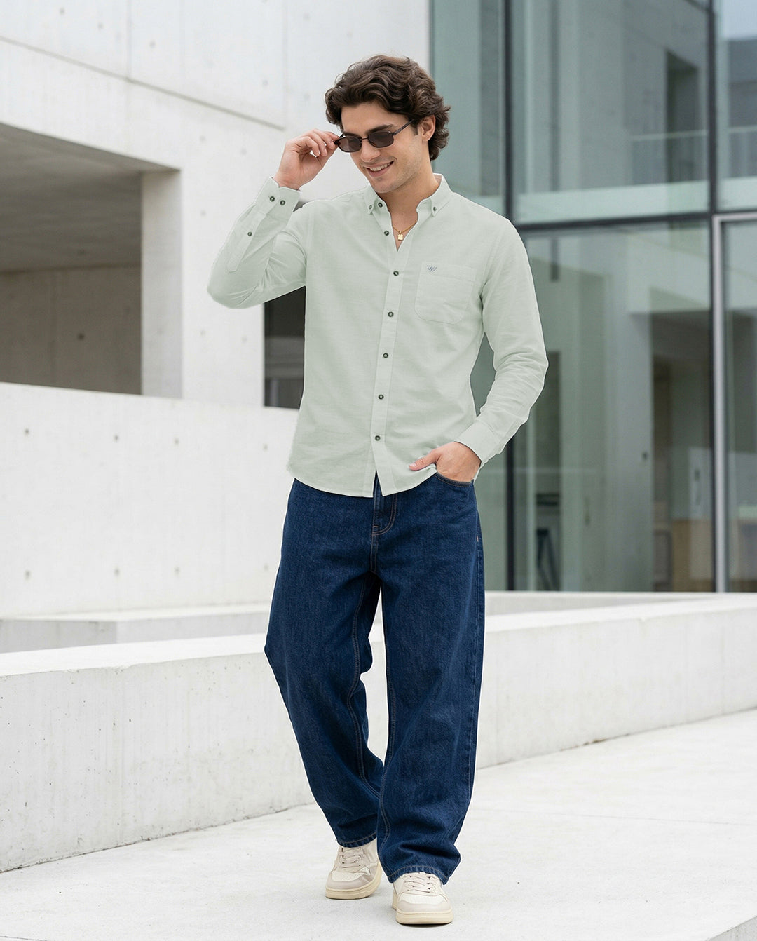 Full-Sleeve Breeze Linen Shirt in Light Olive
