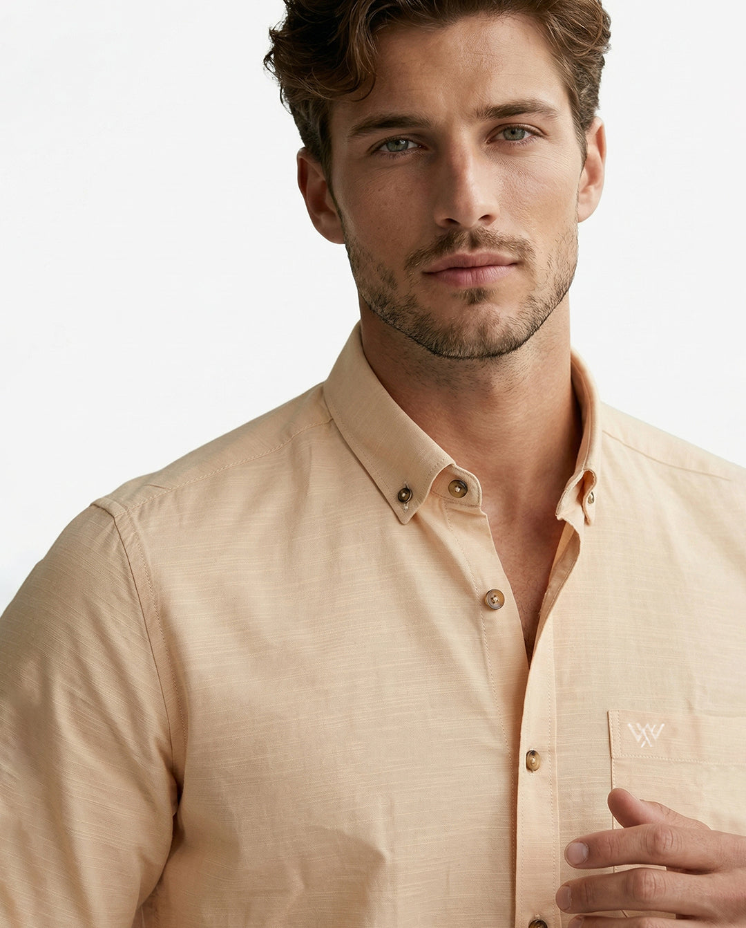 Full-Sleeve Breeze Linen Shirt in Sand Beige
