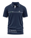 Navy blue men's polo t-shirt with 9th Jat Regiment and military-inspired text design