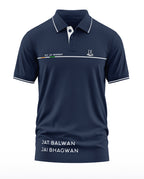 Navy blue men's polo t-shirt with 9th Jat Regiment and military-inspired text design