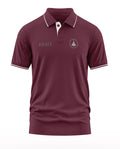 Maroon polo t-shirt for men with Rafale text and fighter jet emblem, casual military style