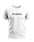 White men's t-shirt featuring "Mumbai" text with Gateway of India graphic on front