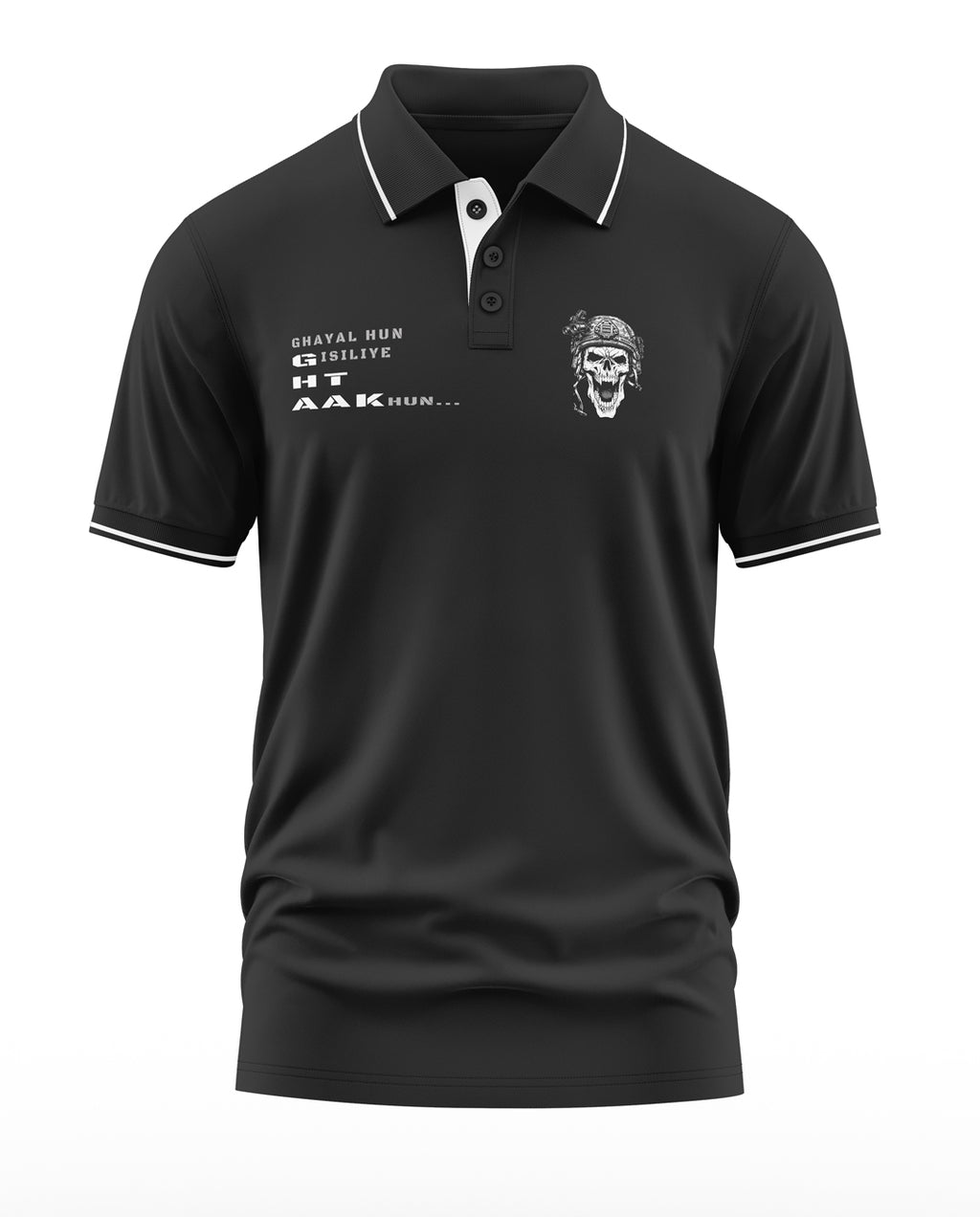 Ghayal Hu isiliye Ghatak hu Skull Polo Collar T-Shirt