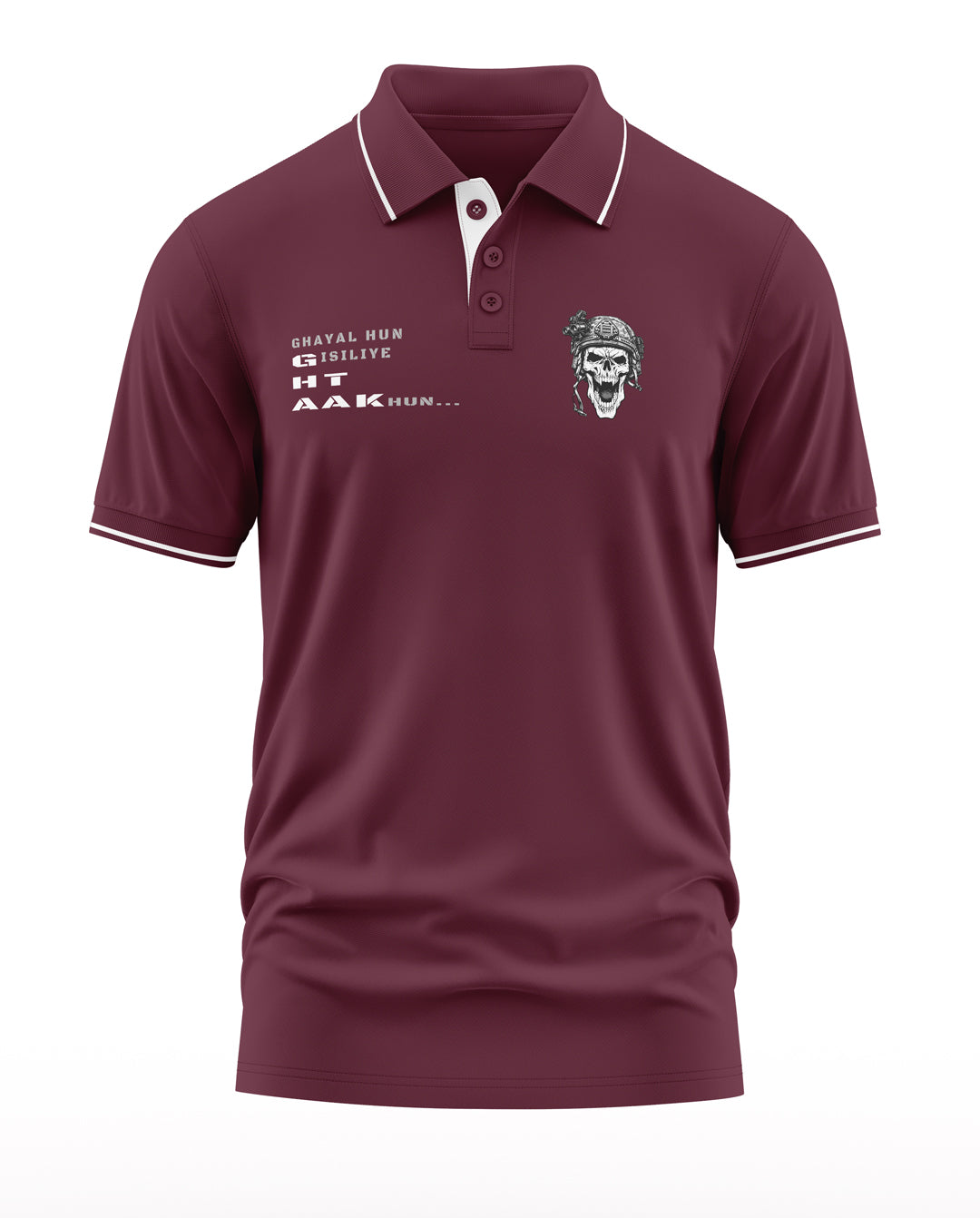 Ghayal Hu isiliye Ghatak hu Skull Polo Collar T-Shirt