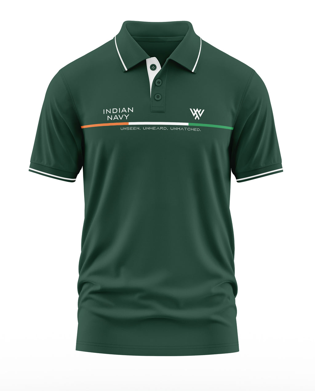 Indian Navy Unseen Unheard Unmatched Polo Collar T-Shirt