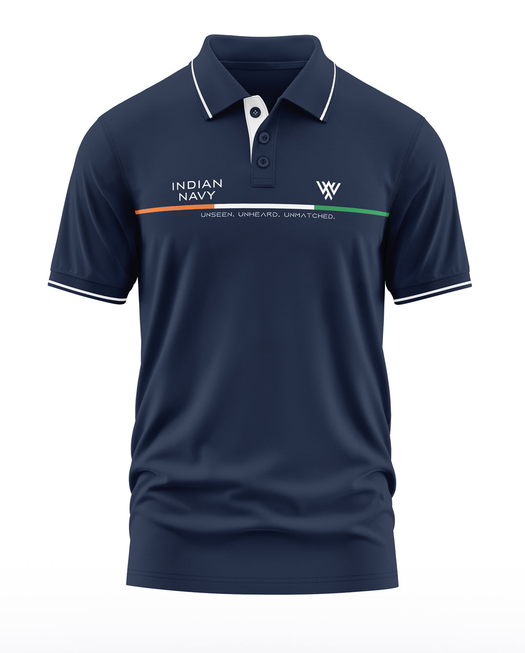 Indian Navy Unseen Unheard Unmatched Polo Collar T-Shirt