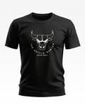 Black men's t-shirt with white bull graphic and 'The Battle Hunter Ground Troops' text