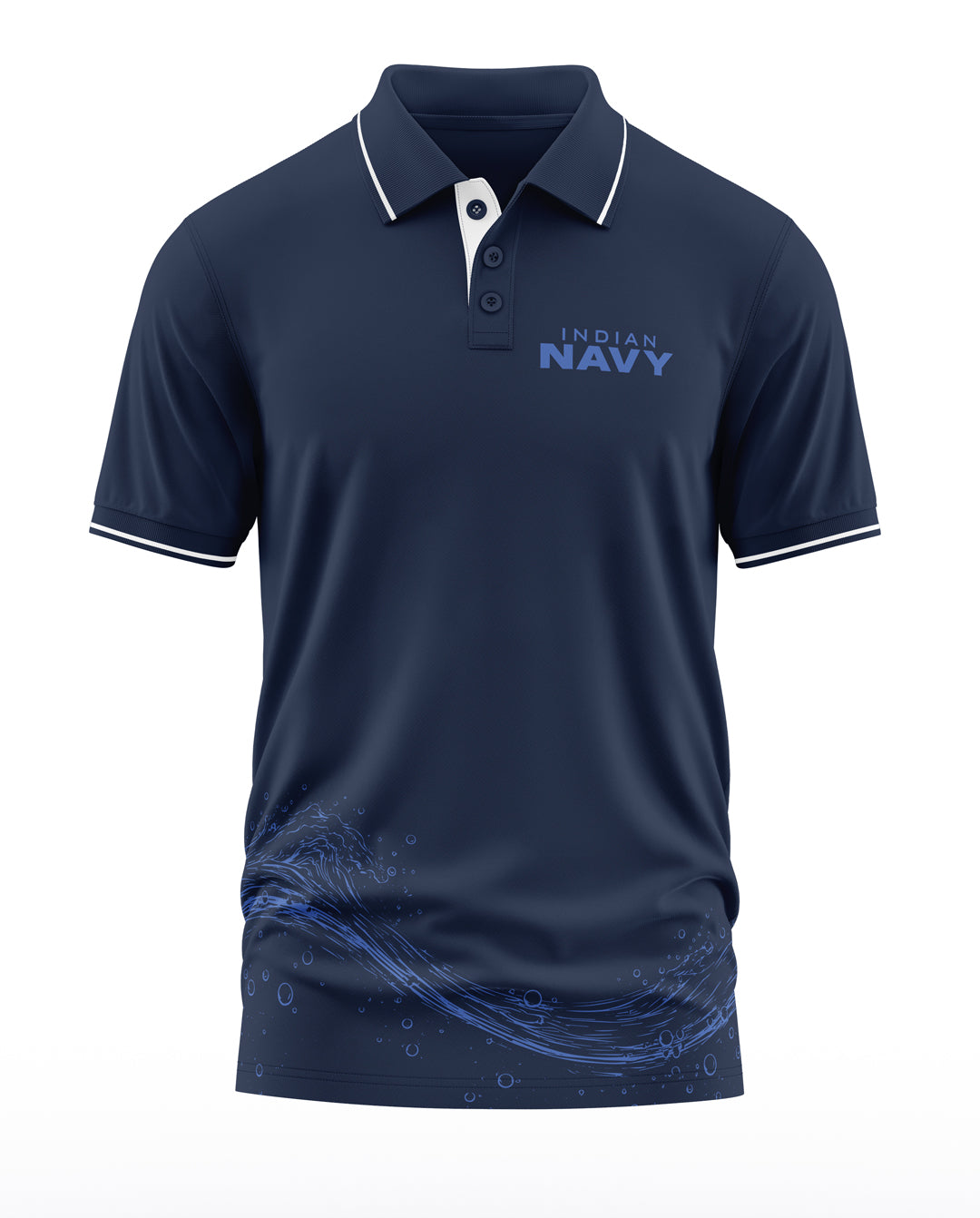 Indian Navy Sea Wave Polo Collar T-Shirt