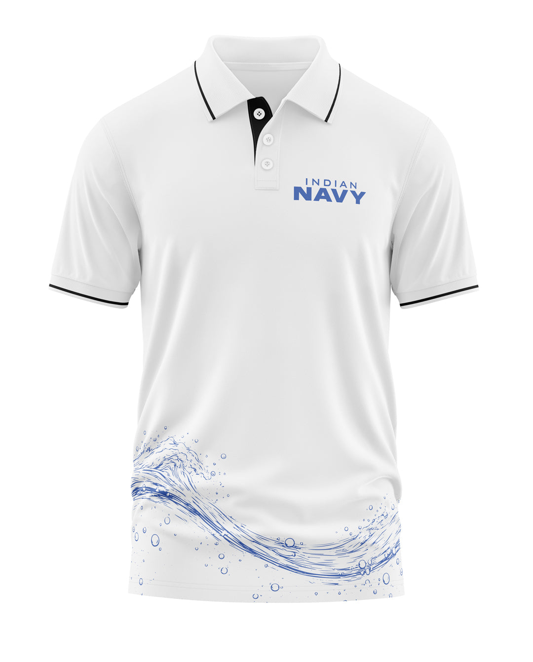 Indian Navy Sea Wave Polo Collar T-Shirt