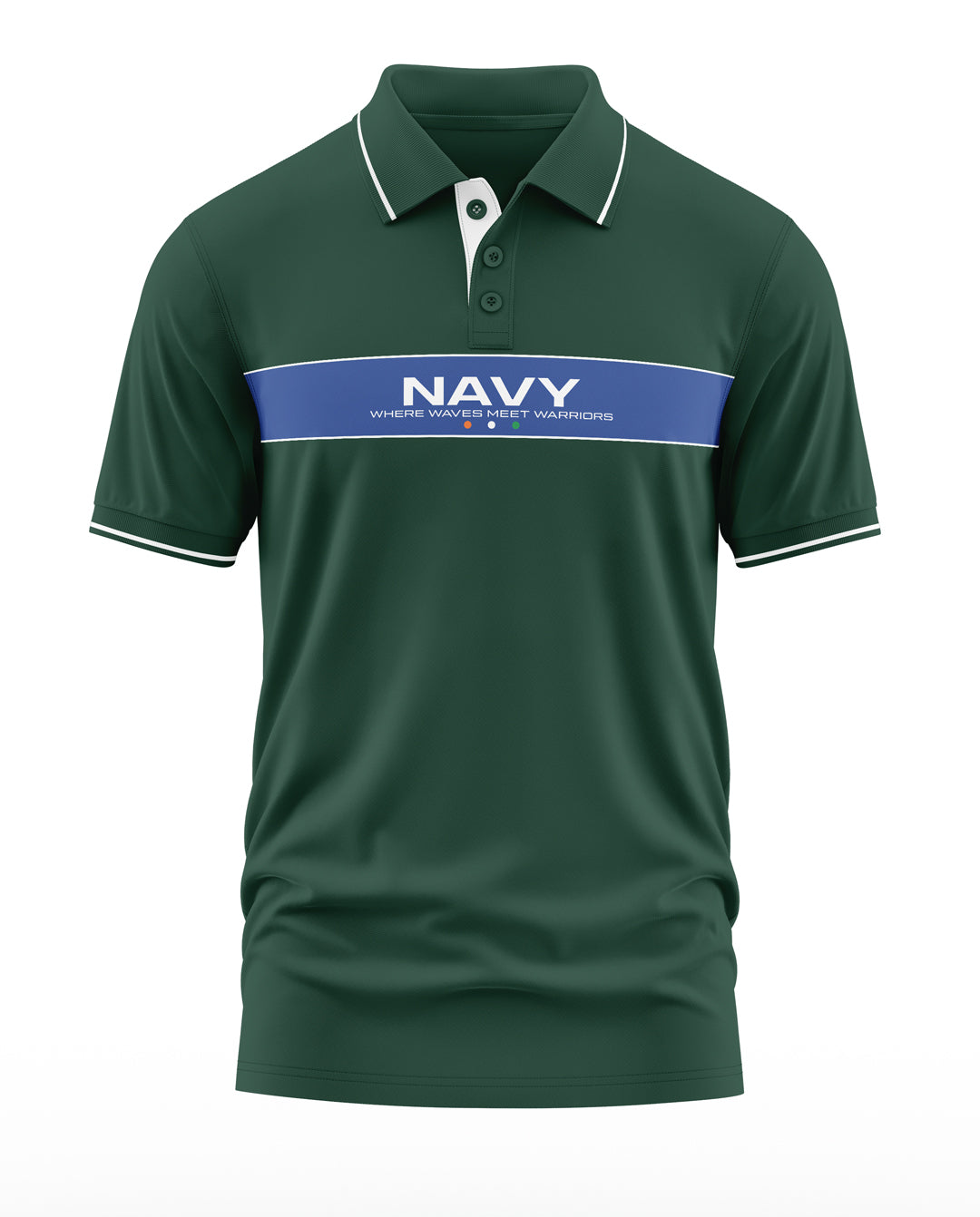 Navy Where Waves Meet Warriors Polo Collar T-Shirt