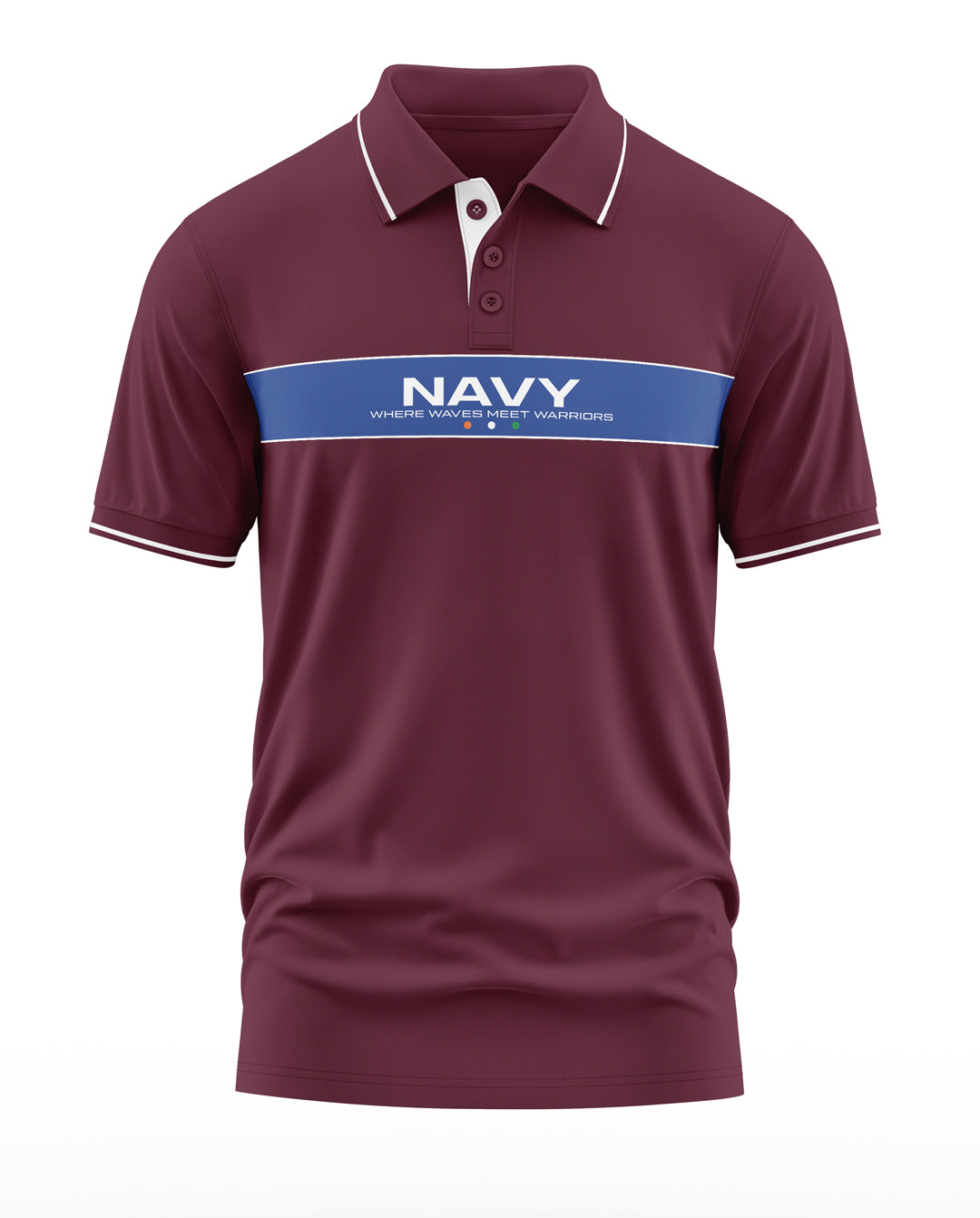 Navy Where Waves Meet Warriors Polo Collar T-Shirt