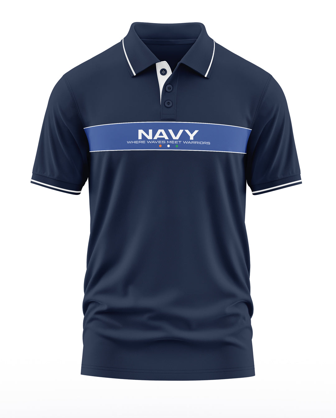 Navy Where Waves Meet Warriors Polo Collar T-Shirt