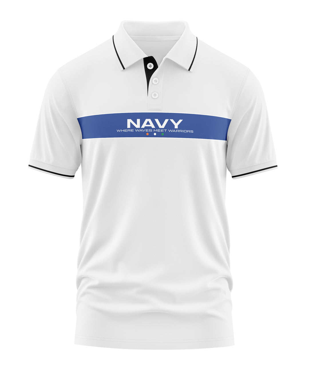 Navy Where Waves Meet Warriors Polo Collar T-Shirt