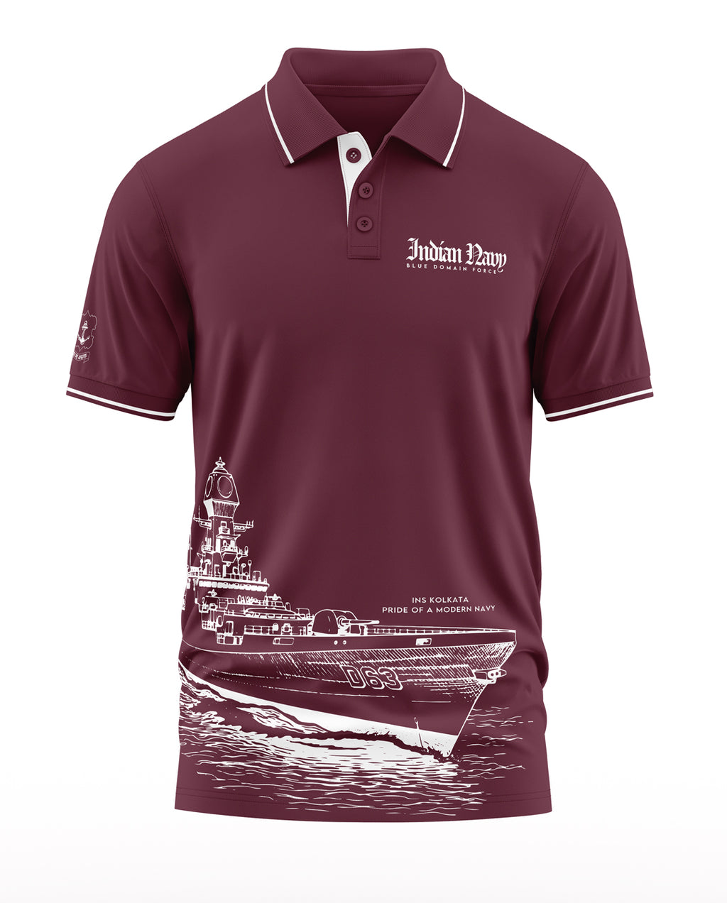 Indian Navy Blue Domain Force Polo Collar T-Shirt