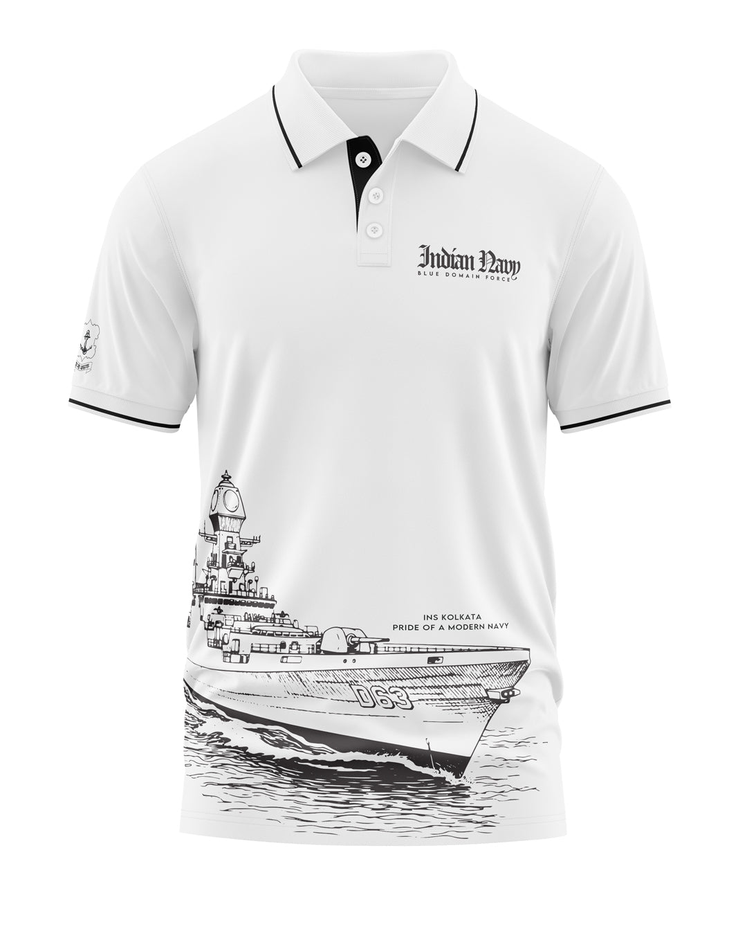 Indian Navy Blue Domain Force Polo Collar T-Shirt
