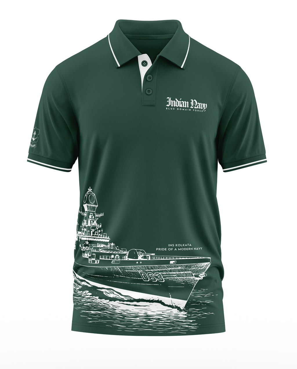 Indian Navy Blue Domain Force Polo Collar T-Shirt