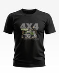 Black men's t-shirt with green 4x4 offroad jeep and expedition adventure graphic print