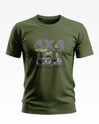 Olive green men's t-shirt with 4x4 offroad expedition jeep graphic print, outdoors style