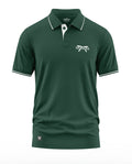 Green men's polo t-shirt with white piping, 'Gurkha' logo and crossed khukuris on chest