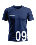 Navy blue men's t-shirt with PARASF text and large white 09 number on front