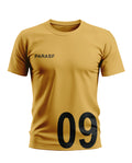 Men's yellow t-shirt with PARASF text and large black 09 number on front