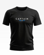 Black men's t-shirt with 'CAPTAIN' text and anchor wings graphic on front