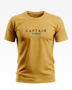 Yellow men's t-shirt with 'Captain' text and anchor graphic on chest, army-inspired style