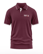 Maroon men's polo t-shirt with white piping and 'Operation Sindoor' chest text
