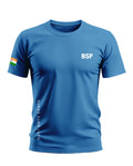 Blue men's t-shirt with white BSF text, Indian flag on sleeve, and 'Duty Unto Death' print