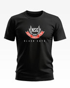 Black short sleeve t-shirt with NSG Black Cats logo and Hindi text on the chest.