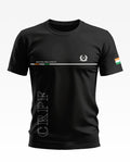 Black CRPF men's t-shirt with 'Service and Loyalty' text, India flag on sleeve